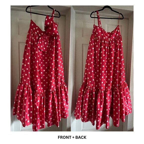 NWOT Atsu Sally Bow Midi Dress | Red Polka Dot | Size L - Picture 6 of 9